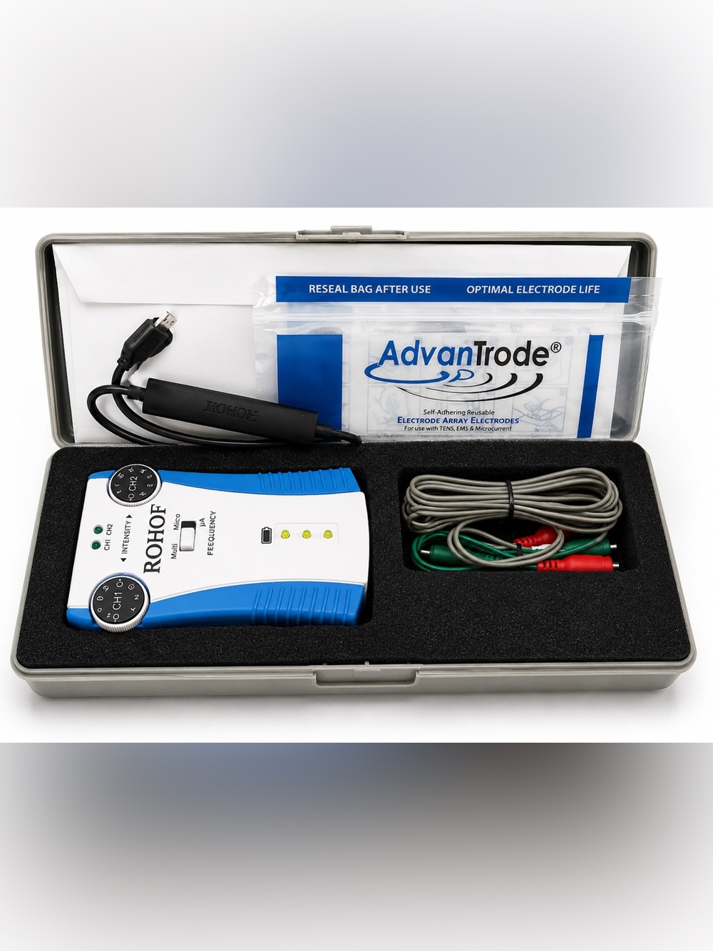 ROHOF Dual Channel TENS/EMS Therapy Unit with Case & Accessories